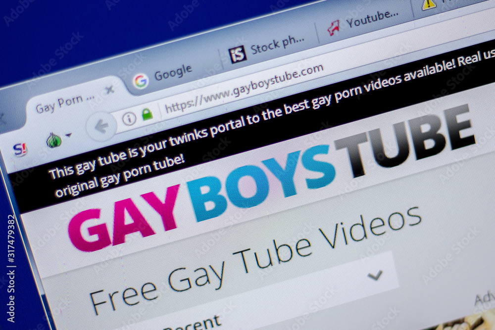 Ryazan, Russia June 05, 2018 Homepage of GayBoysTube website on the display of PC, url