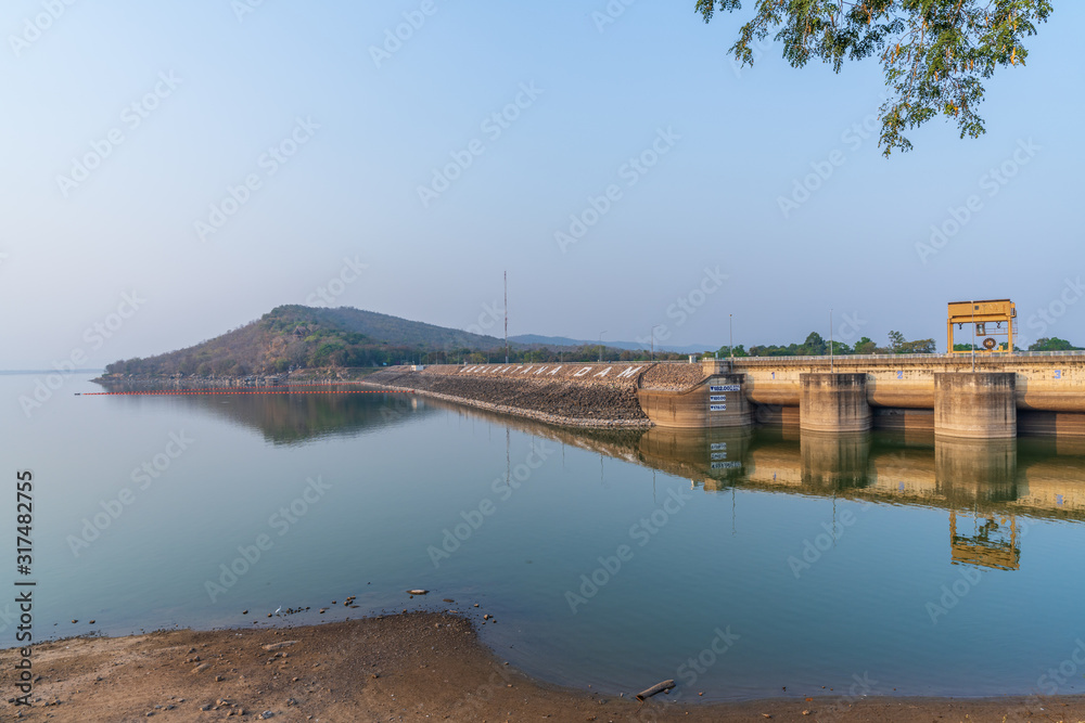 In Khon kaen with Ubolratana dam during the dry season, low water causing drought