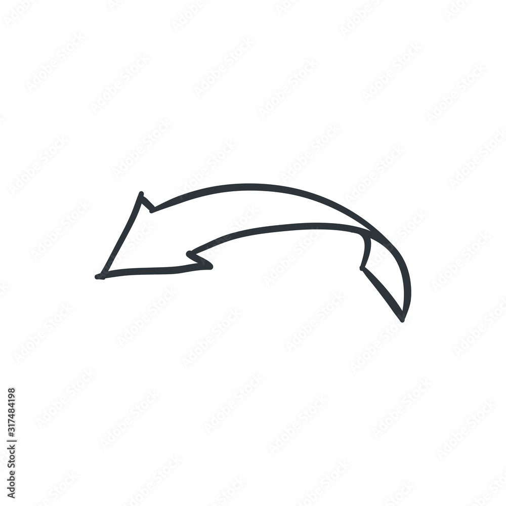 Arrow doodle illustration drawing sign vector up down left right upload download direction curve aim target orientation forward back turn undo growth vintage refresh
