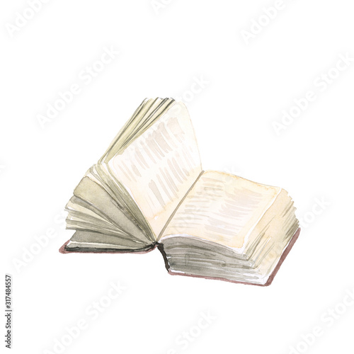 old book handpainted watercolor isolated on white background © beehouse studio