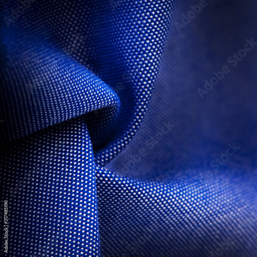 Texture, background, template. Silk other Cotton fabric white and blue