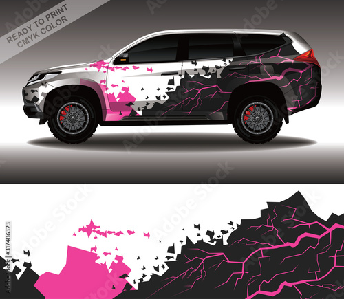 Car wrap decal design vector, custom livery race rally car vehicle sticker and tinting.