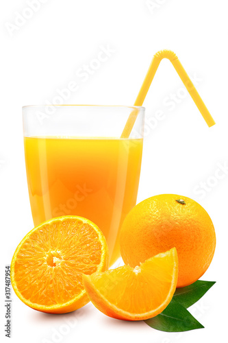 Stack of fresh orange fruit isolated on white background