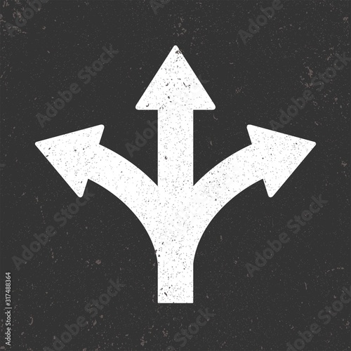 Road marking. Arrow pointer selection in three directions. Vector illustration.