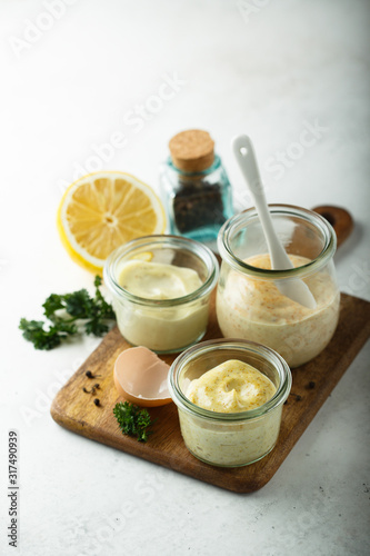 Assorted homemade mayonnaise