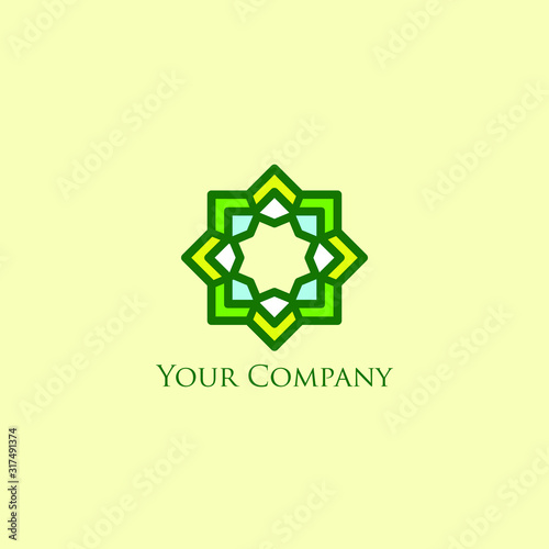 Simple logo design for school or university. Vector illustration with green colors