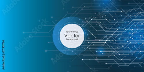 Abstract technology background, circuit board on dark blue color. hi-tech or digital future technology concept. vector illustration.