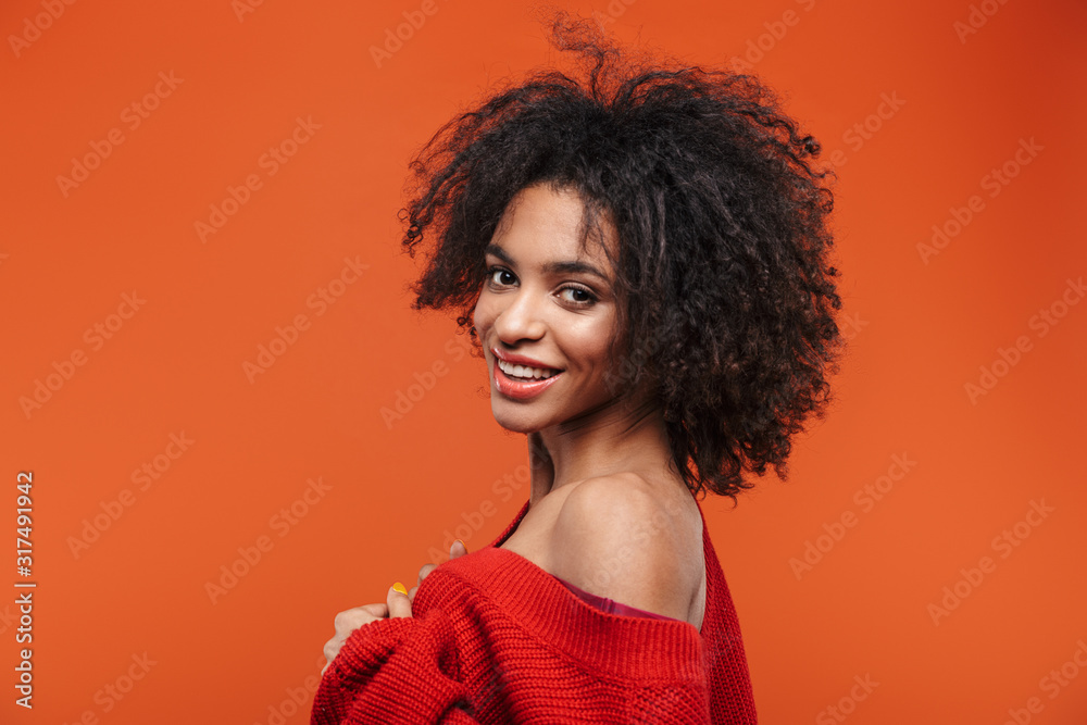 Beautiful young african woman wearing sweater Beautiful young african woman wearing sweater