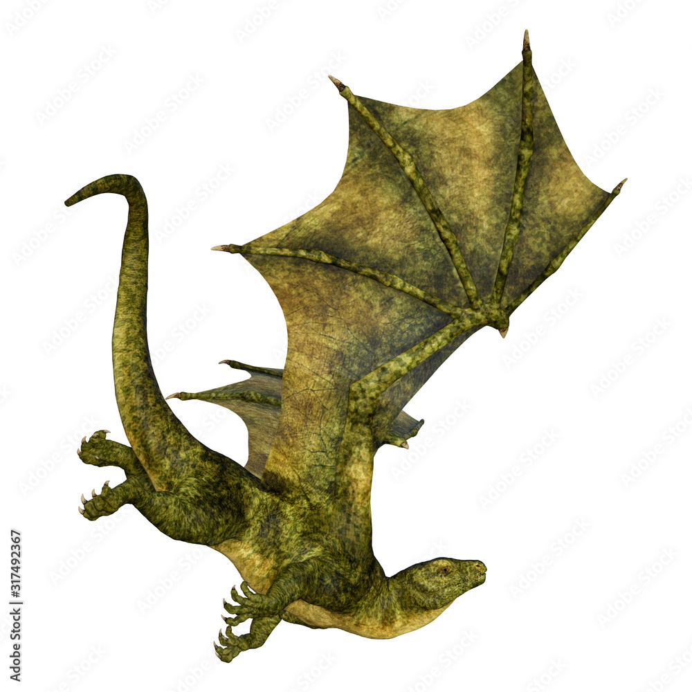 3D Rendering Fairy Tale Dragon on White 3D Rendering Fairy Tale Dragon on White