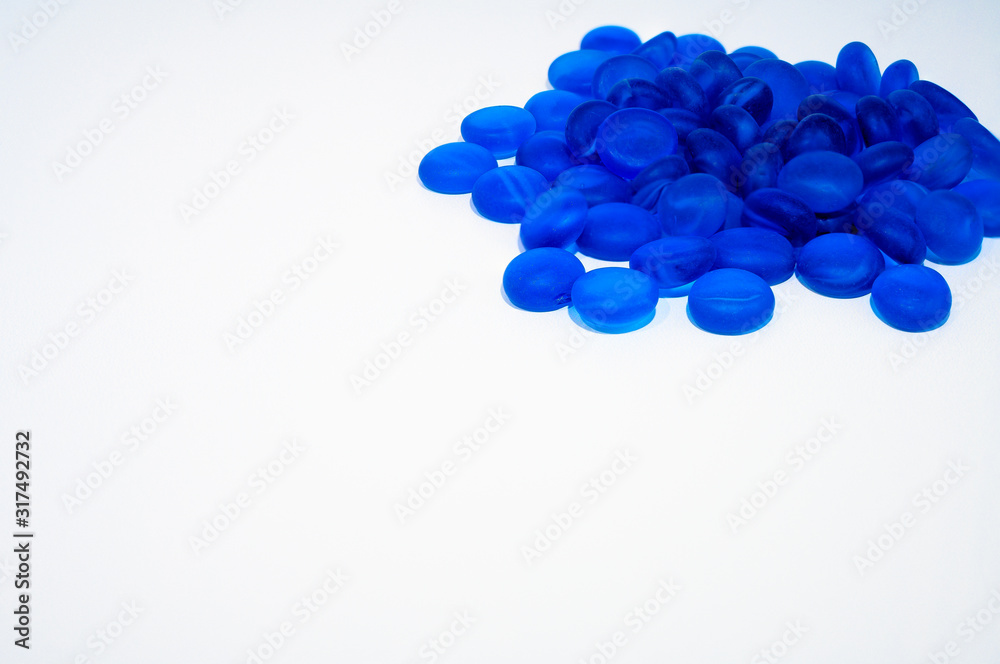 blue spheres on white background