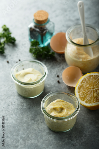 Assorted homemade mayonnaise