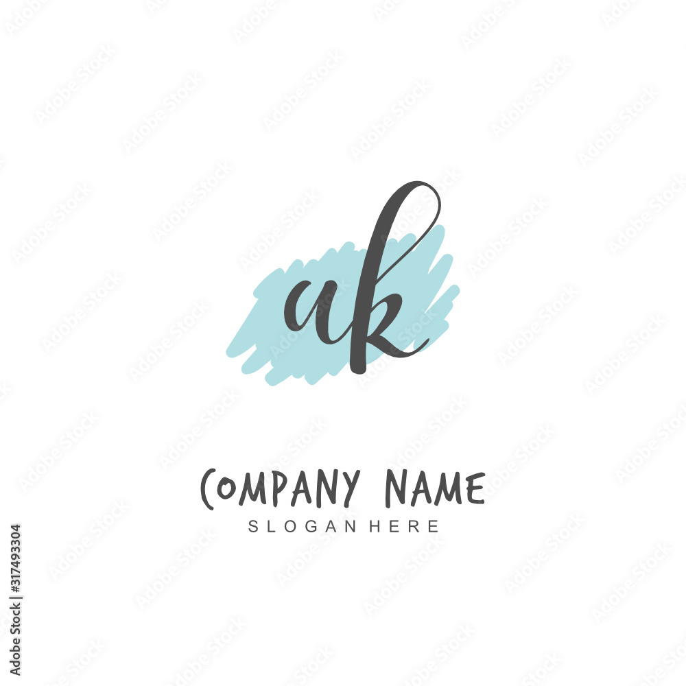 Handwritten initial letter A K AK for identity and logo. Vector logo template with handwriting and signature style. Handwritten initial letter A K AK for identity and logo. Vector logo template with handwriting and signature style.