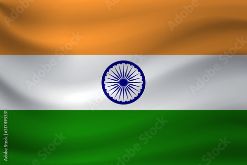Waving flag of India. Vector illustration
