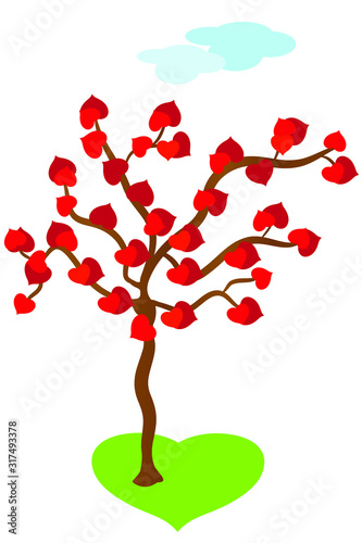 pianta dell'amore con cuori rossi 