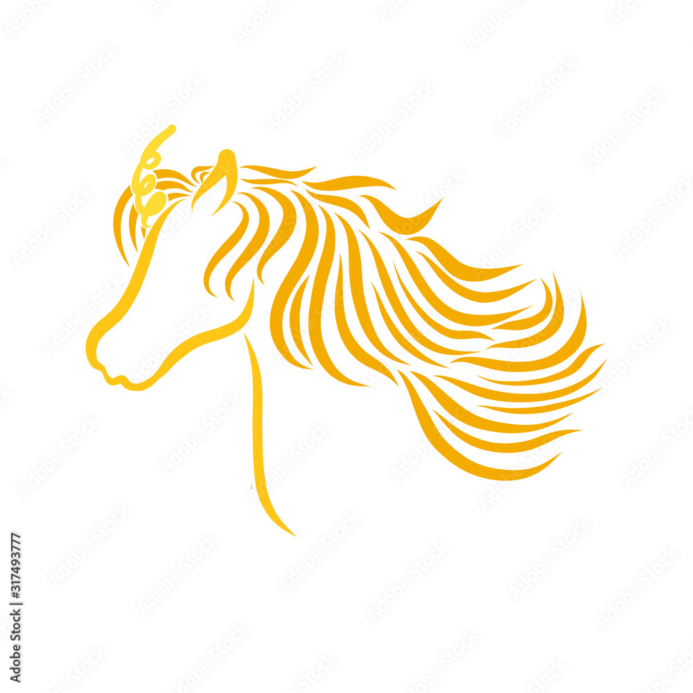 the head of a graceful unicorn with a lush mane