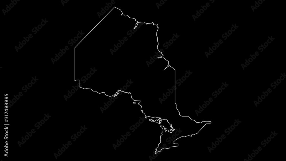 Ontario Canada province map outline animation