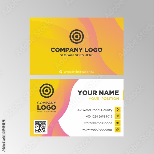 Artistic Modern Business Card Template Design With Yellow and Purple Color, Professional Business Card Vector Editable