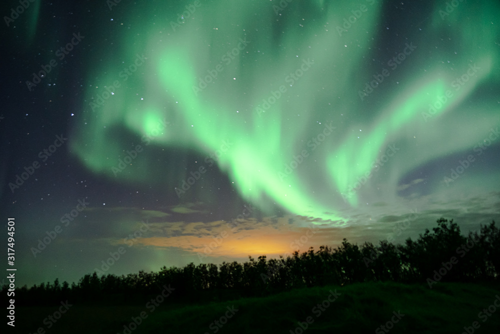 Aurora Borealis Northern lights over Icelandic sky