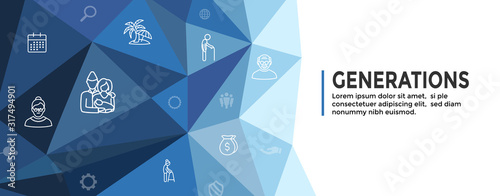 Generations and Aging Web Header Banner and Icon Set