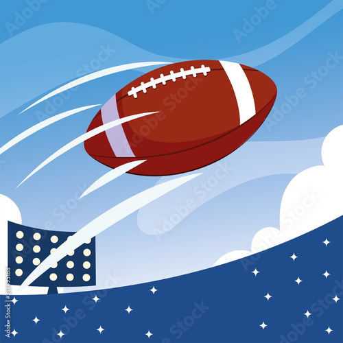 Super bowl ball in front of grandstand vector design