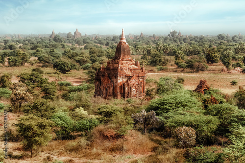 Travel landscapes and destinations. Amazing architecture of old Buddhist Temples at Bagan Kingdom  Myanmar  Burma 