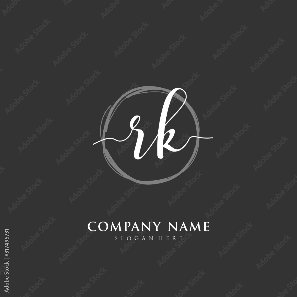 Handwritten initial letter R K RK for identity and logo. Vector logo template with handwriting and signature style. Handwritten initial letter R K RK for identity and logo. Vector logo template with handwriting and signature style.