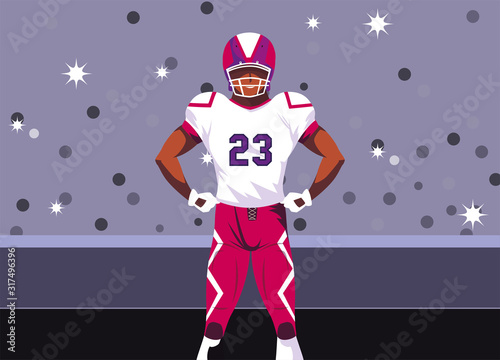 Super bowl player with helmet in front of grandstand vector design