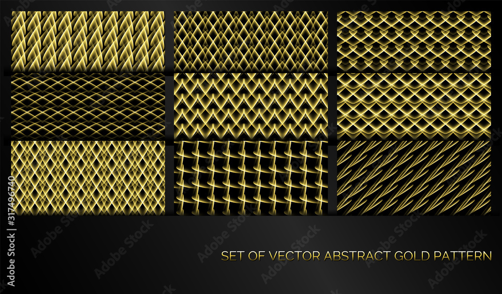 Set of vector abstract gold pattern