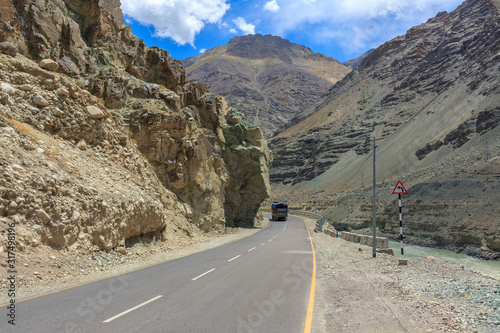 Landscape view of mountain roads of ladakh, India
