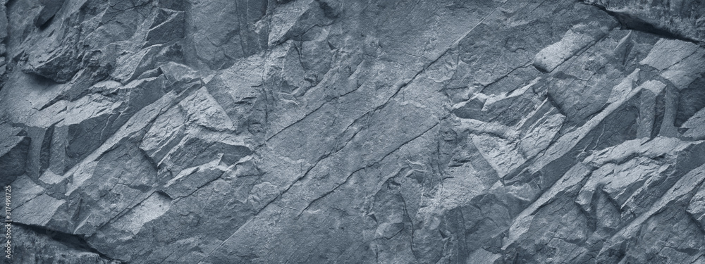Gray grunge banner. Abstract stone background. The texture of the stone wall. Close-up. Light gray rock backdrop.