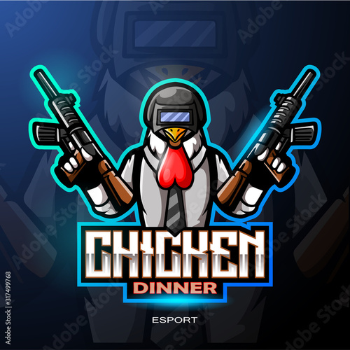 Chicken rooster mascot esport logo design
