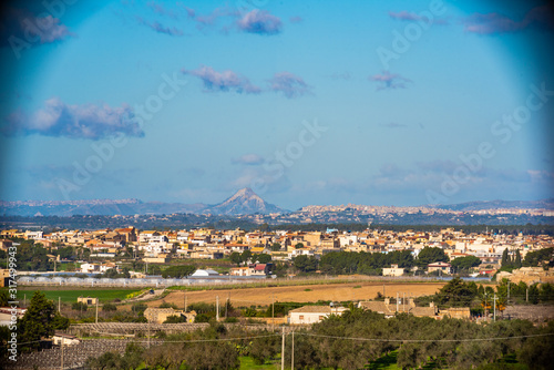 View of Acate, Niscemi and Mazzarino from Vittoria, Ragusa, Sicily, Italy, Europe photo