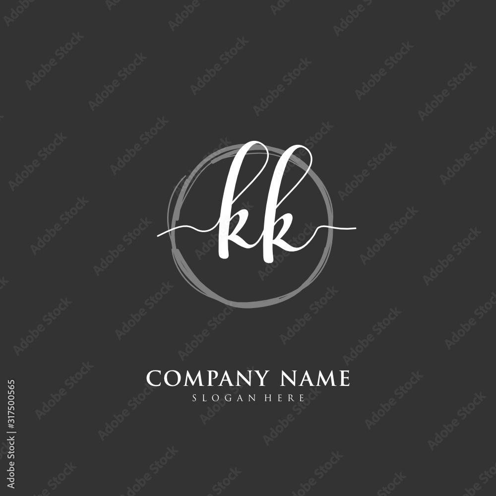 Handwritten initial letter K KK for identity and logo. Vector logo template with handwriting and signature style. Handwritten initial letter K KK for identity and logo. Vector logo template with handwriting and signature style.