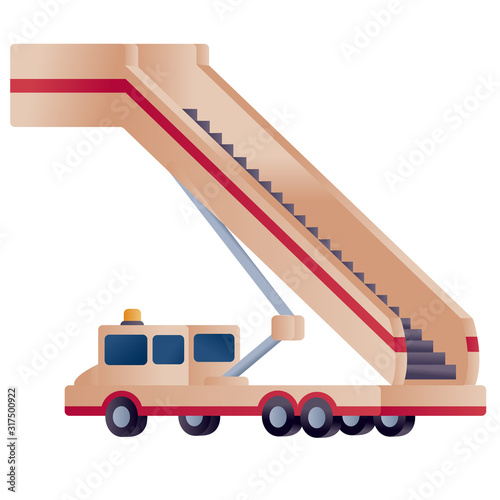 plane gangway in brown color, isolated object on a white background,