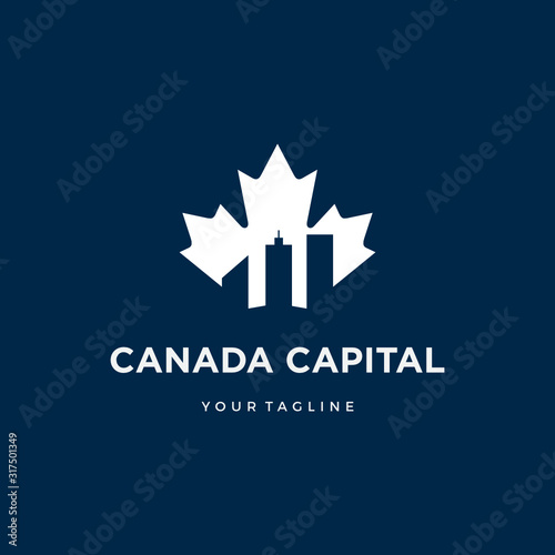 Canada maple leaf oak Capital logo design vector icon illustration custom logo design vector