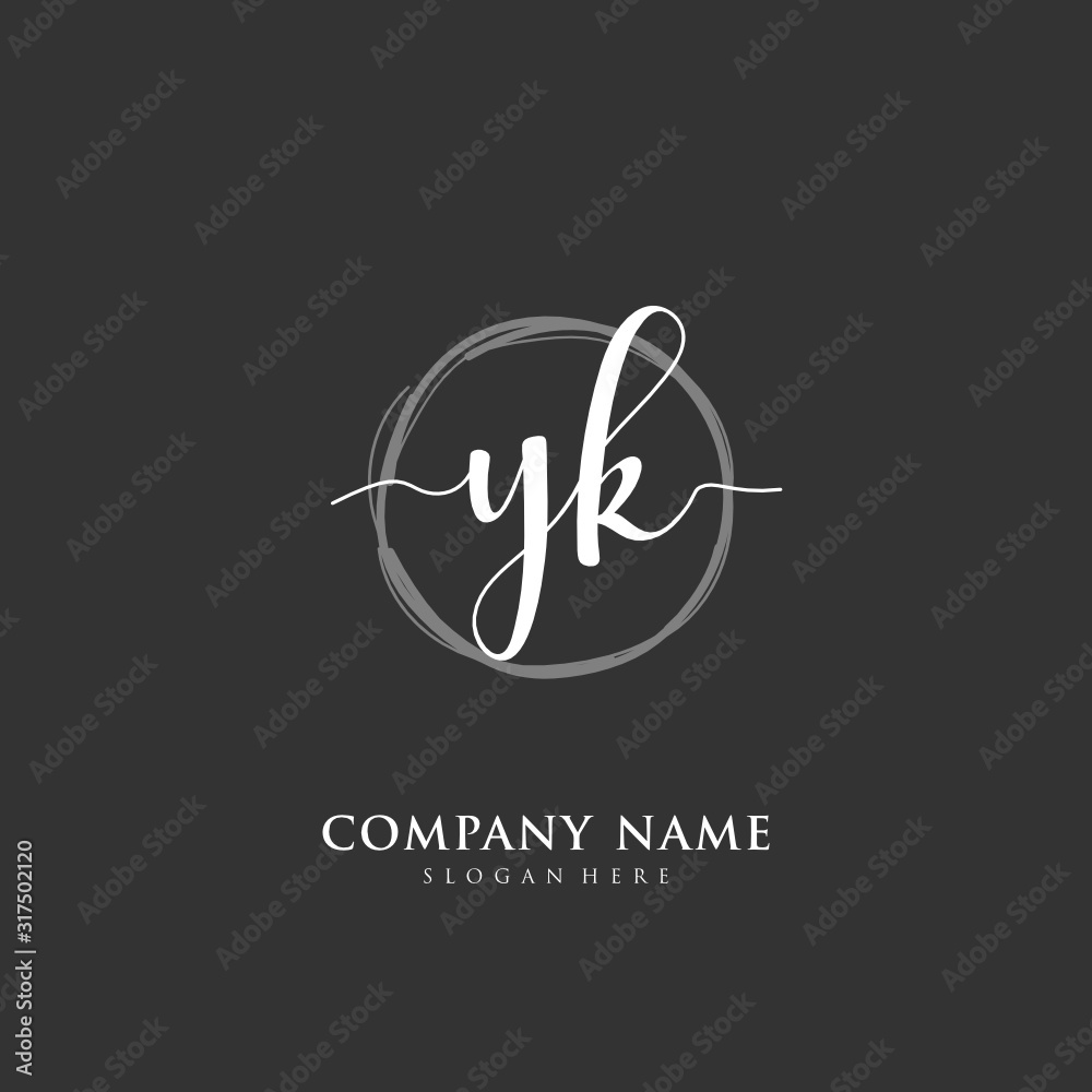 Handwritten initial letter Y K YK for identity and logo. Vector logo template with handwriting and signature style. Handwritten initial letter Y K YK for identity and logo. Vector logo template with handwriting and signature style.