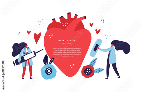 Cardiology clinic staff flat vector banner template