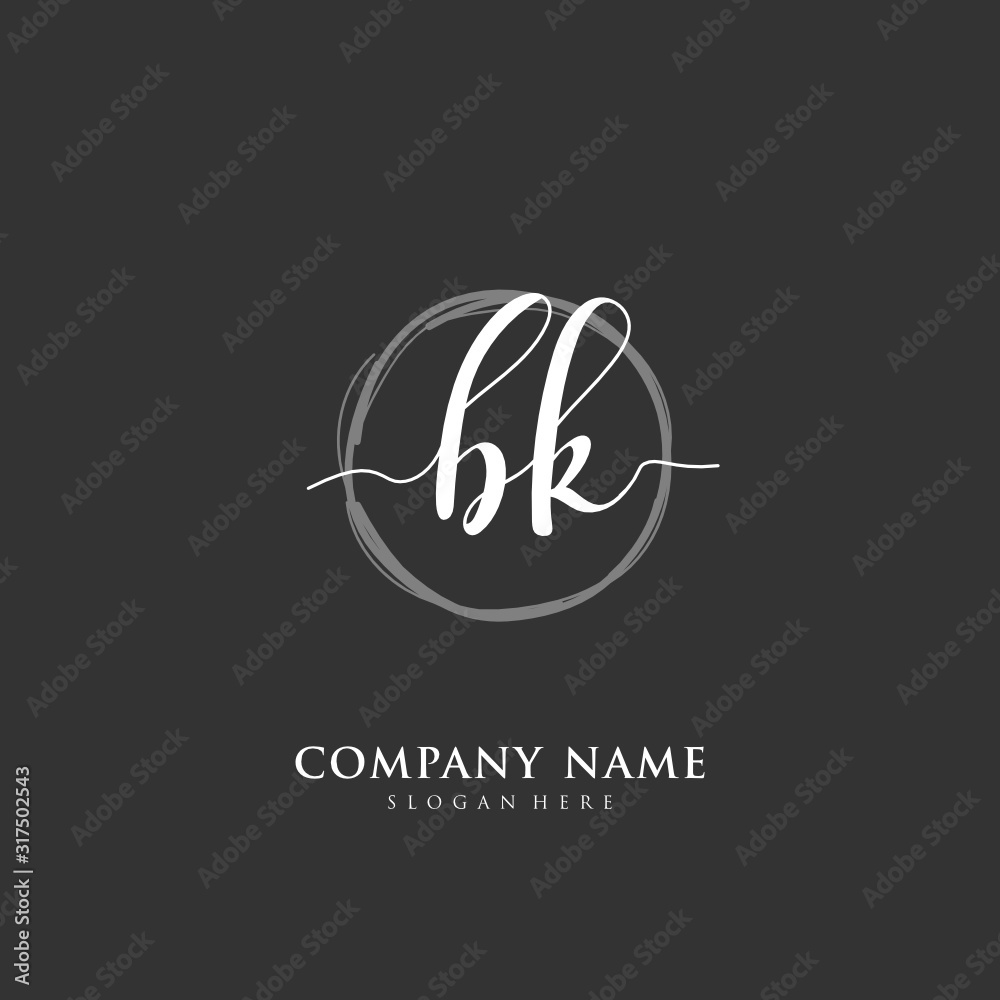 Handwritten initial letter B K BK for identity and logo. Vector logo template with handwriting and signature style. Handwritten initial letter B K BK for identity and logo. Vector logo template with handwriting and signature style.
