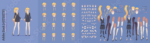 Anime manga girl business woman for animation