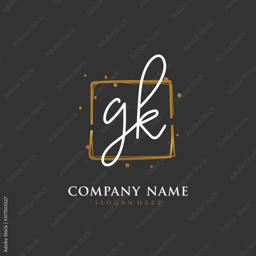 Handwritten initial letter G K GK for identity and logo. Vector logo template with handwriting and signature style. Handwritten initial letter G K GK for identity and logo. Vector logo template with handwriting and signature style.