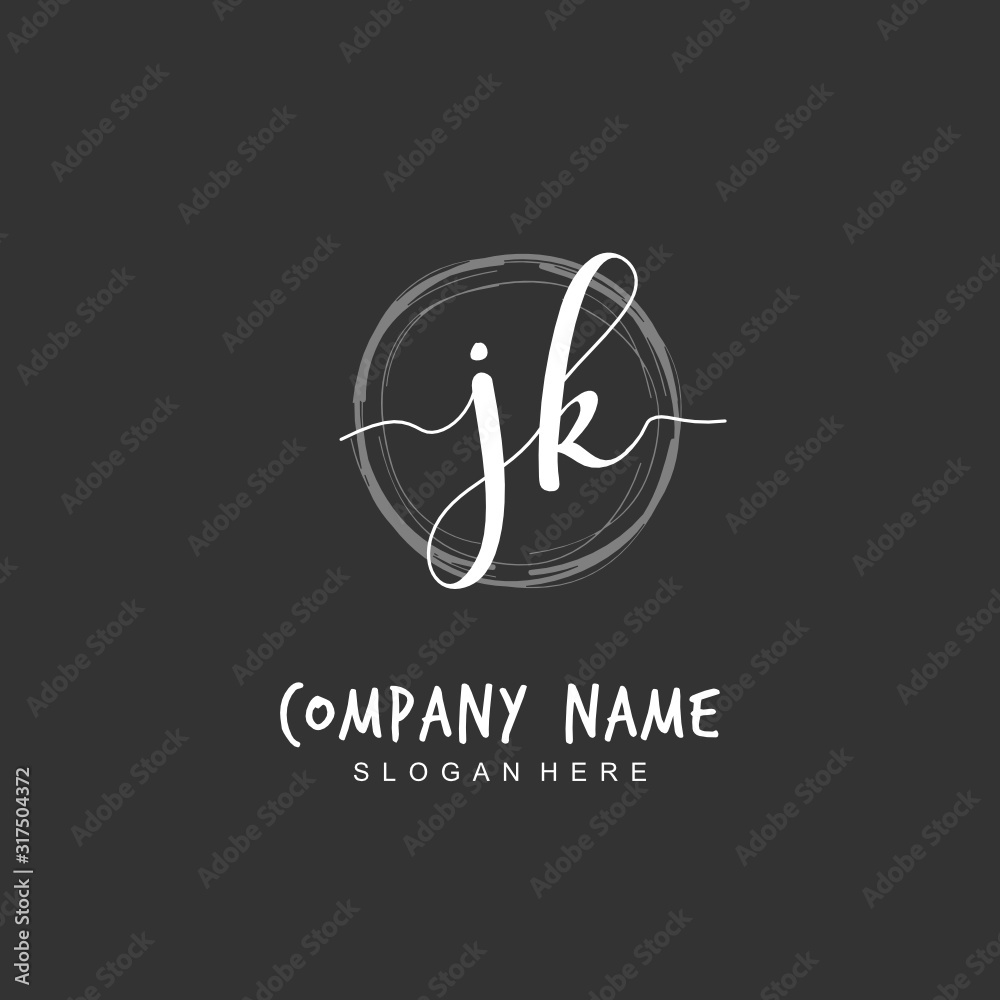 Handwritten initial letter J K JK for identity and logo. Vector logo template with handwriting and signature style. Handwritten initial letter J K JK for identity and logo. Vector logo template with handwriting and signature style.