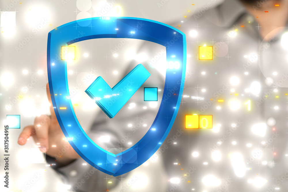 shield protection concept holding in hand digital shield protection concept holding in hand digital