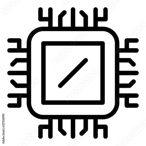 Think cpu icon. Outline think cpu vector icon for web design isolated on white background