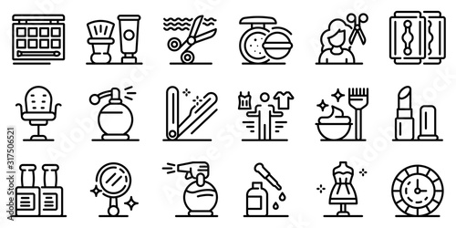 Stylist icons set. Outline set of stylist vector icons for web design isolated on white background