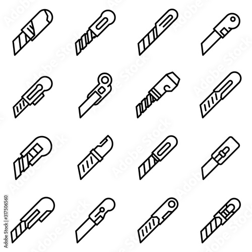 Cutter icons set. Outline set of cutter vector icons for web design isolated on white background photo