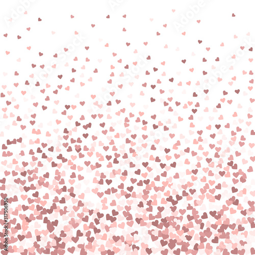 Pink heart love confettis. Valentine's day gradien