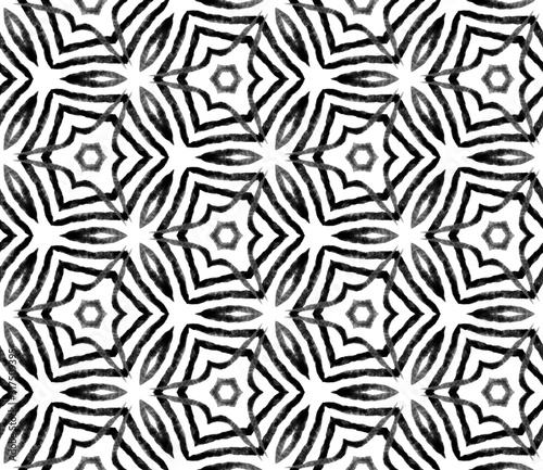 Black and white handdrawn seamless pattern. Hand d