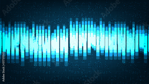 Digital Sound Wave Low and Hight richter scale on Light Blue Background,technology and earthquake wave diagram concept,design for music studio and science,Vector Illustration.