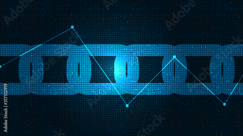 Digital blockchain with Microchip Line on Technology Background,Hi-tech and security Concept design,Free Space For text in put,Vector illustration.