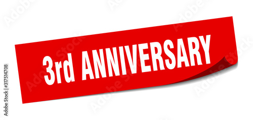 3rd anniversary sticker. 3rd anniversary square sign. 3rd anniversary. peeler